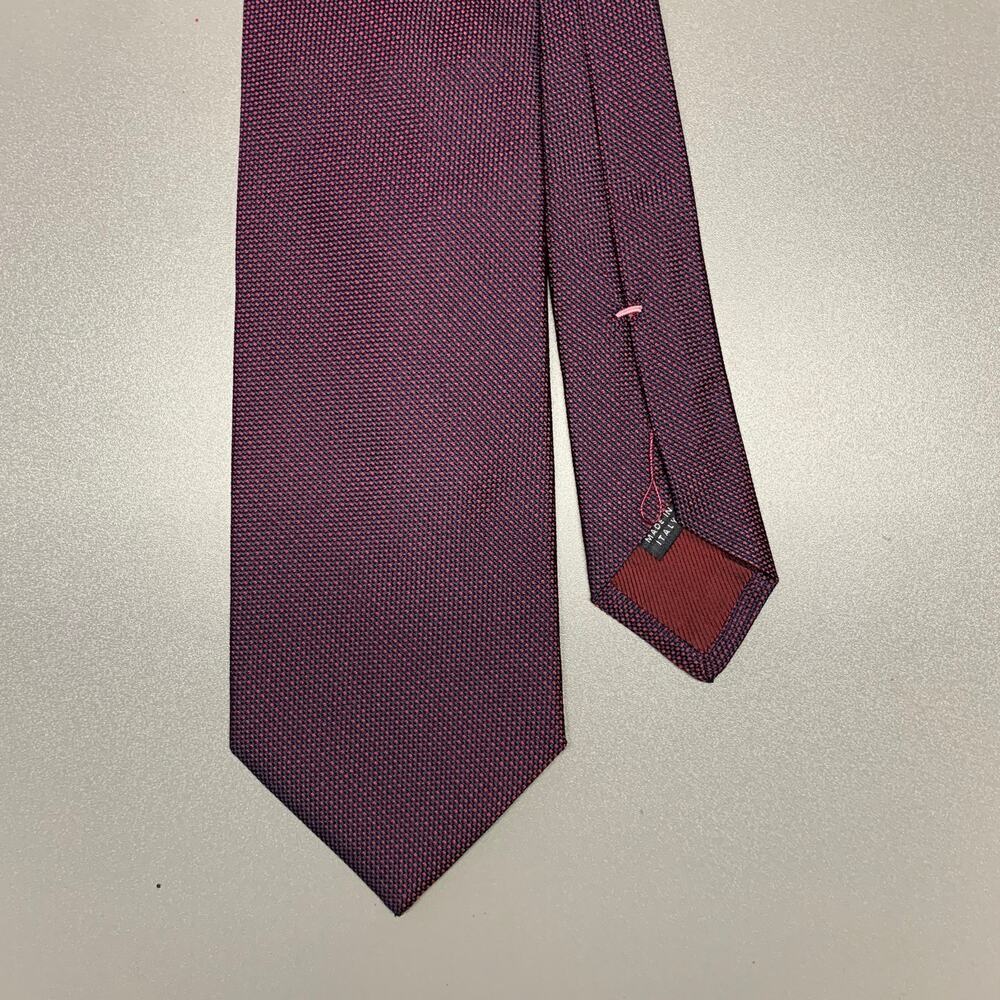 BORRELLI Navy Red Geometric Silk Tie
